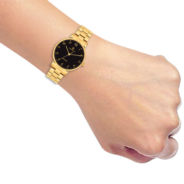 Tenmax Aura Quartz 3055 Elegant Black Dial Analog Gold Watch For Women