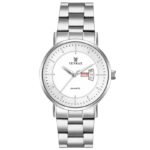 Tenmax SteelFusion Quartz 1337 Day Date White Dial Steel Analog Watch For Men