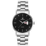 Tenmax SteelFusion Quartz 1337 Day Date Black Dial Steel Analog Watch For Men