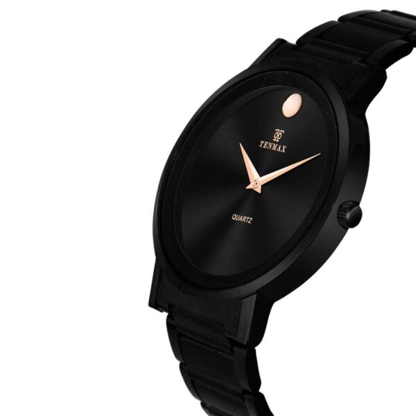 Tenmax Black Aura Collection Quartz 9017 Elegant Black Dial Black Analog Watch For Men