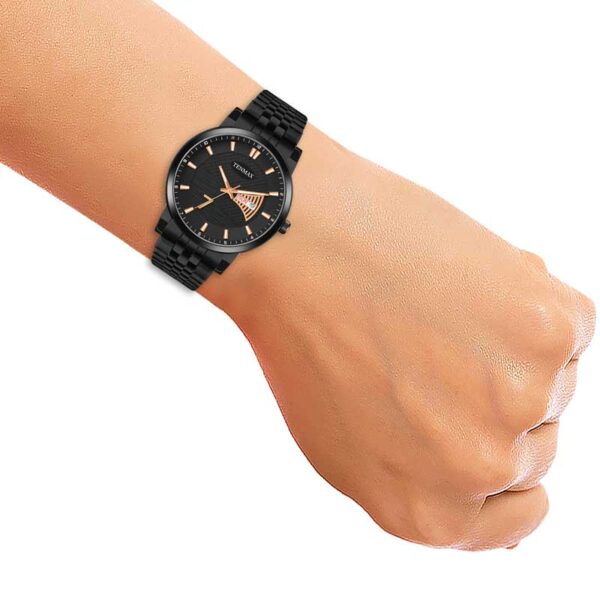 Tenmax Phantom Quartz 9012 Day Date Black Dial Black Metal Analog Watch For Men