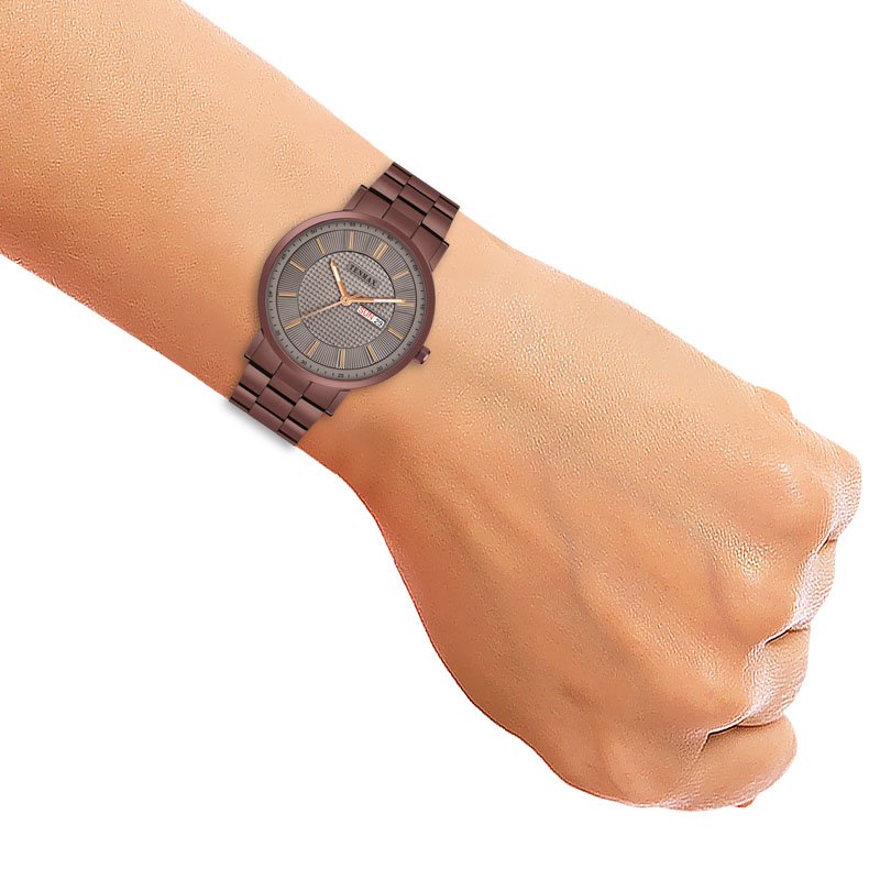 Tenmax Quartz 9108 Day Date Grey Dial Copper Analog Watch For Men