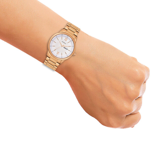 Tenmax Quartz 9304 Day Date White Dial Rose Gold Analog Watch For Men
