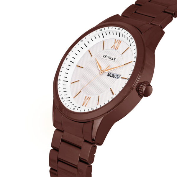 Tenmax Quartz 9304 Day Date White Dial Copper Analog Watch For Men