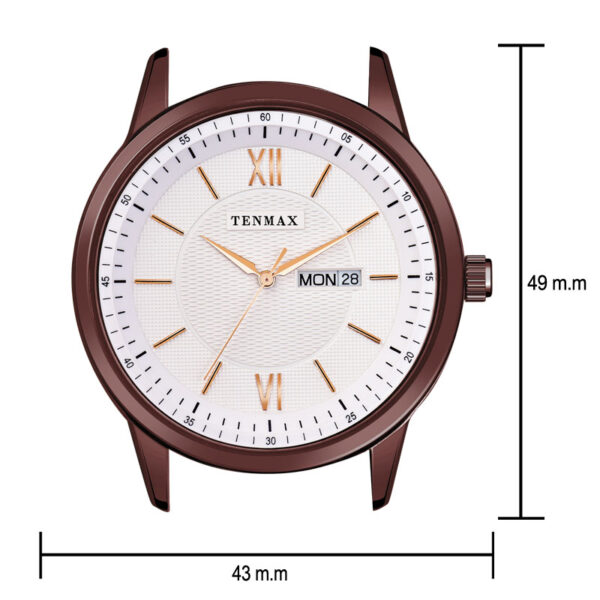 Tenmax Quartz 9304 Day Date White Dial Copper Analog Watch For Men