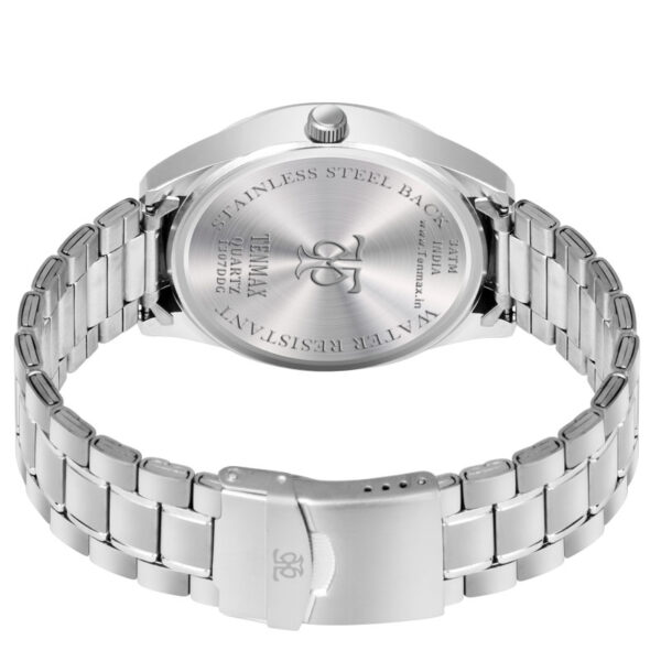 Tenmax Dusto Quartz 1307 Day Date White Dial Steel Analog Watch For Men