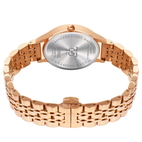 Tenmax Luxe Bloom Collection Quartz 2199 Beige Dial Rose Gold Analog Watch For Women
