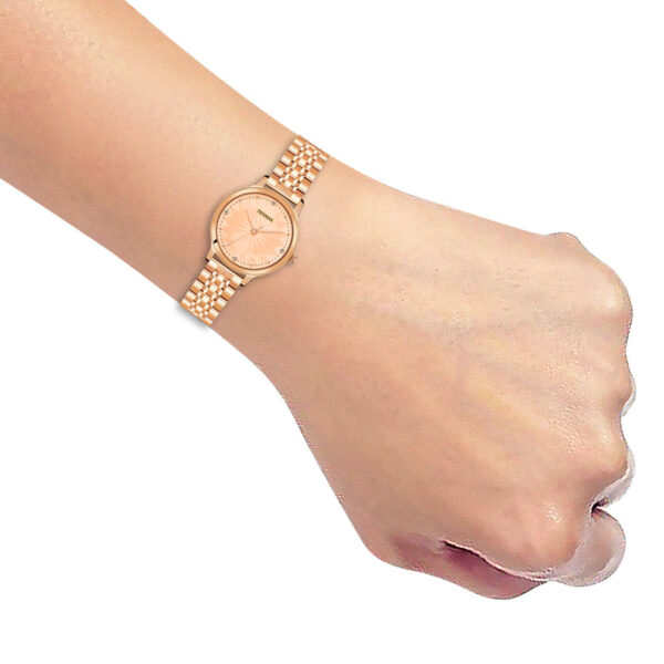 Tenmax Luxe Bloom Collection Quartz 2199 Beige Dial Rose Gold Analog Watch For Women