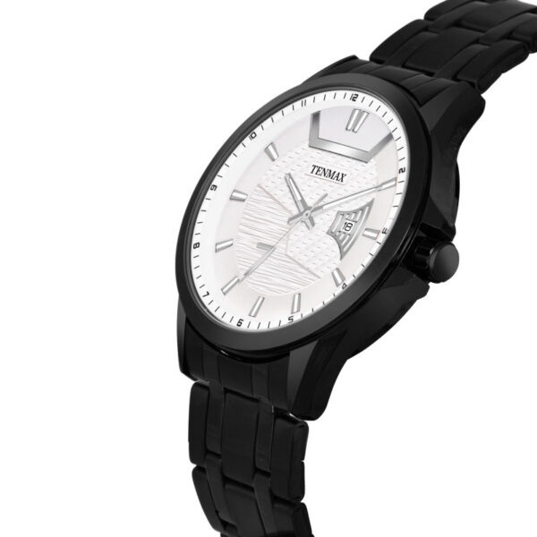 Tenmax Phantom Quartz 9003 Date White Dial Black Metal Analog Watch For Men