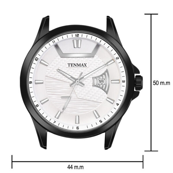Tenmax Phantom Quartz 9003 Date White Dial Black Metal Analog Watch For Men