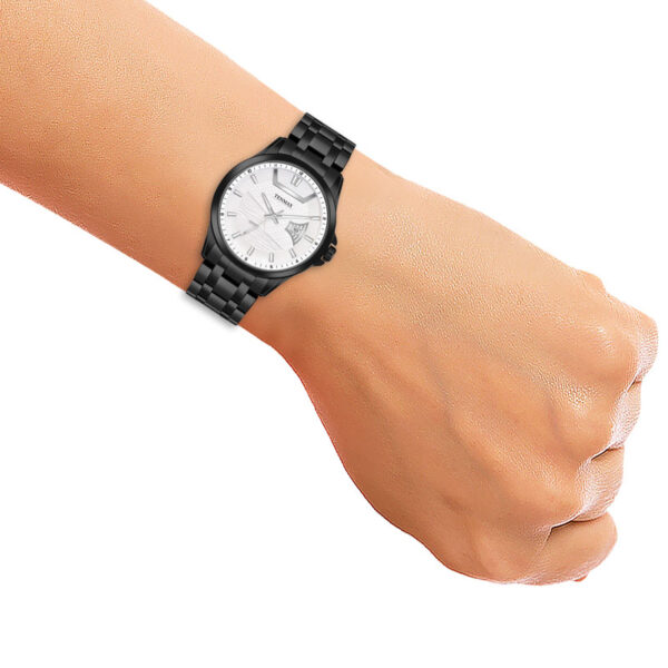 Tenmax Phantom Quartz 9003 Date White Dial Black Metal Analog Watch For Men