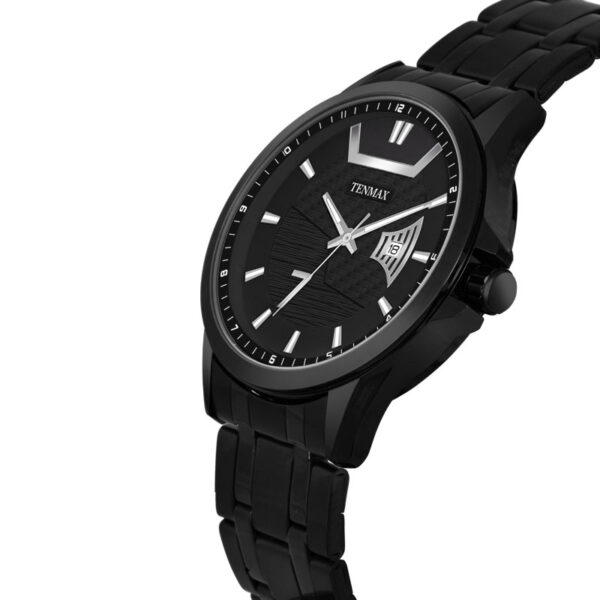 Tenmax Phantom Quartz 9003 Date Black Dial Black Metal Analog Watch For Men
