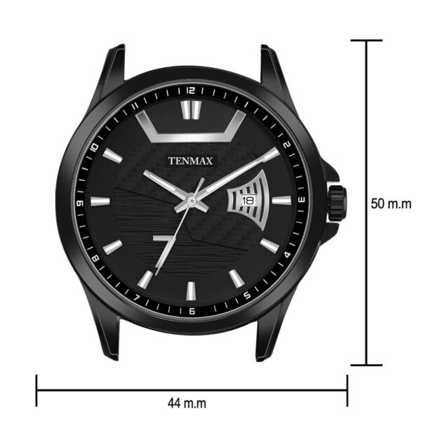 Tenmax Phantom Quartz 9003 Date Black Dial Black Metal Analog Watch For Men