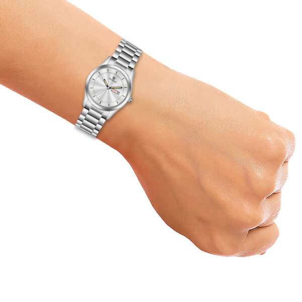 Tenmax SteelFusion Quartz 1237 Day Date Silver Dial Steel Analog Watch For Men