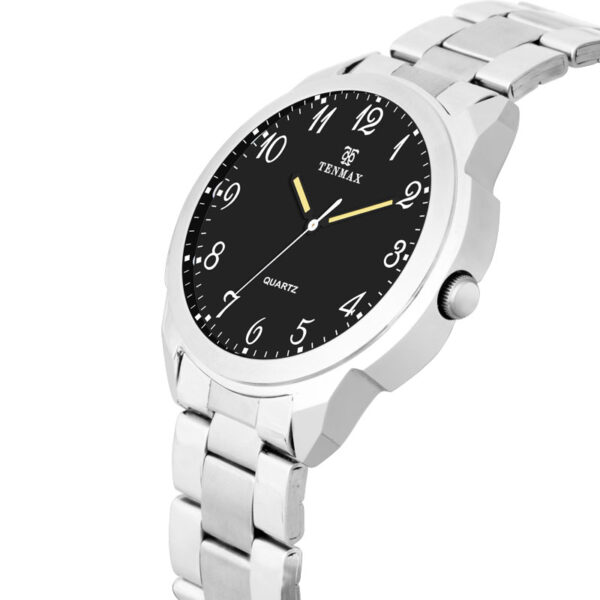 Tenmax Raymond Weil Quartz 6115 Plain Black Dial All Steel Analog Watch For Men