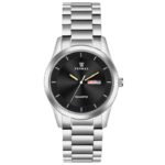 Tenmax SteelFusion Quartz 1237 Day Date Black Dial Steel Analog Watch For Men