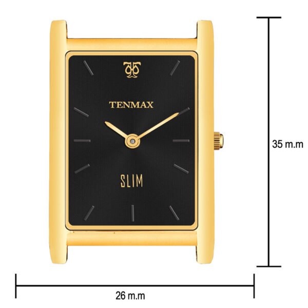 Tenmax Ceramic Slim 529 Black Dial Black Chain Luxury Gold analog Watch for Men