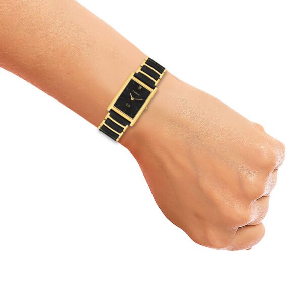 Tenmax Ceramic Slim 529 Black Dial Black Chain Luxury Gold analog Watch for Men