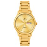 Tenmax Aura Quartz 3011 Day Date Gold Dial Gold Analog Watch For Men
