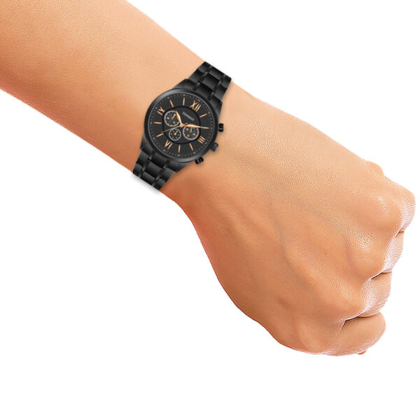 Tenmax Flynn 6120 Multi Function Black Dial Black Chain Strap Analog Watch For Men