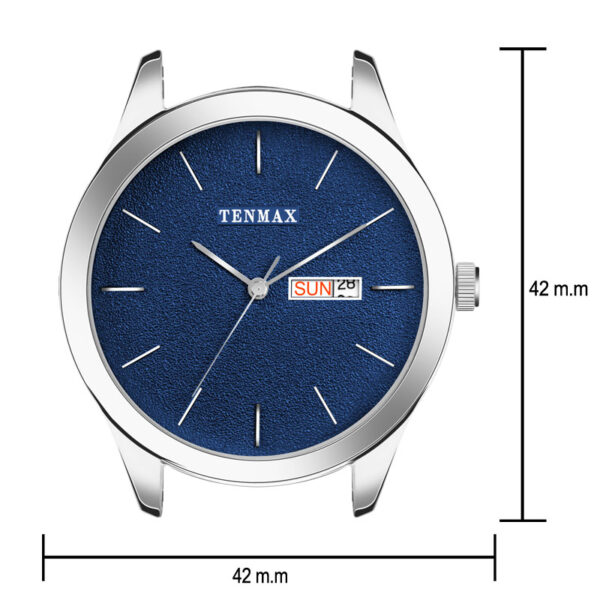 Tenmax Dusto Quartz 1136 Day Date Blue Dial Steel Analog Watch For Men
