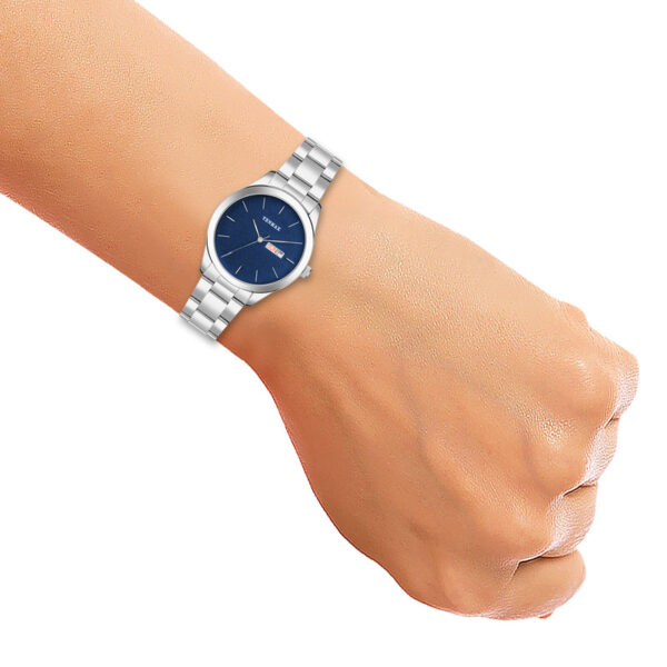Tenmax Dusto Quartz 1136 Day Date Blue Dial Steel Analog Watch For Men