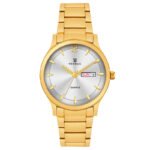 Tenmax Aura Quartz 3011 Day Date Silver Dial Gold Analog Watch For Men