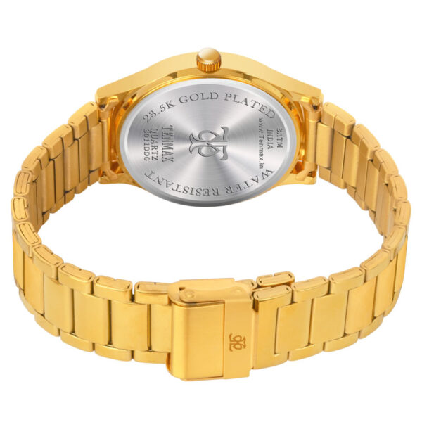 Tenmax Aura Quartz 3011 Day Date Silver Dial Gold Analog Watch For Men