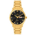 Tenmax Aura Quartz 3011 Day Date Black Dial Gold Analog Watch For Men