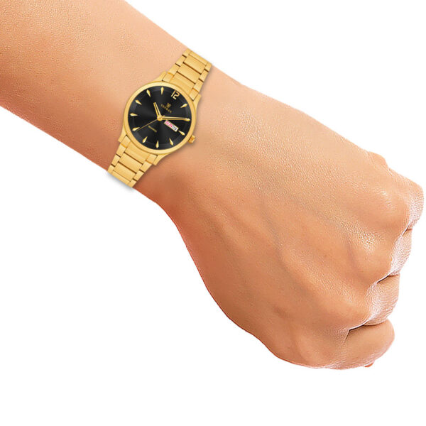Tenmax Aura Quartz 3011 Day Date Black Dial Gold Analog Watch For Men