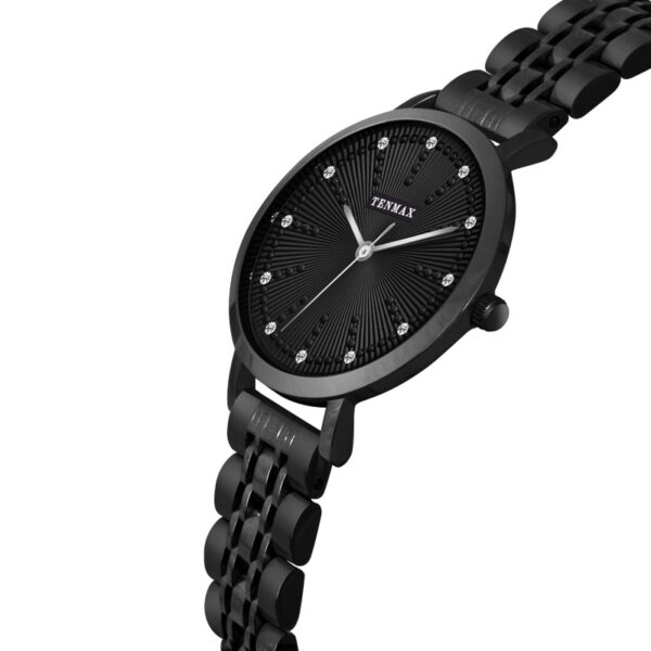 Tenmax Aura Collection Quartz D1043 Elegant Black Dial Black Analog Watch For Women