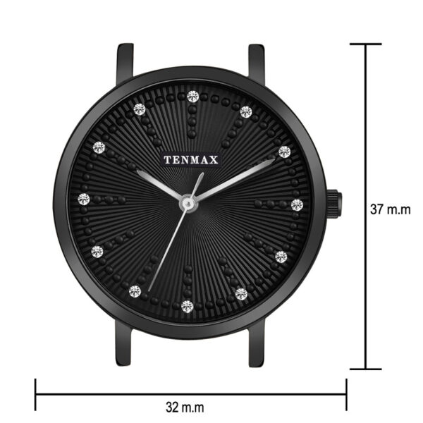 Tenmax Aura Collection Quartz D1043 Elegant Black Dial Black Analog Watch For Women