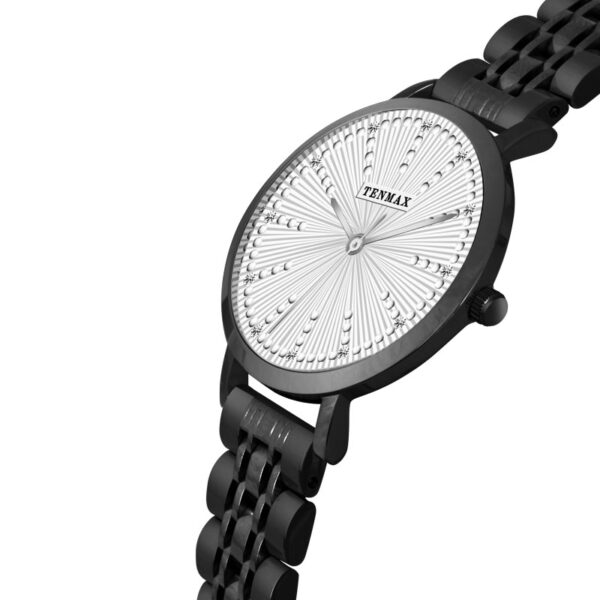Tenmax Aura Collection Quartz D1043 White Dial Black Analog Watch For Women