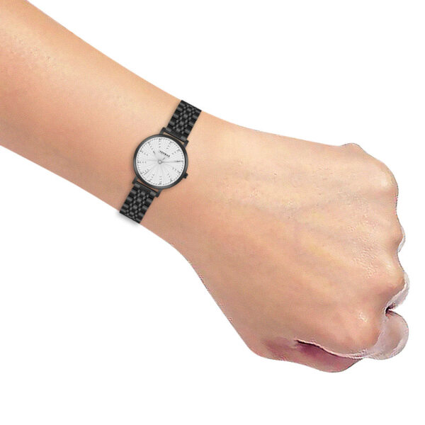 Tenmax Aura Collection Quartz D1043 White Dial Black Analog Watch For Women