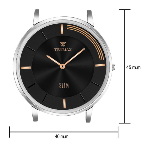 Tenmax Slim 6119 Classic Black Dial Round All Steel analog Watch for Men