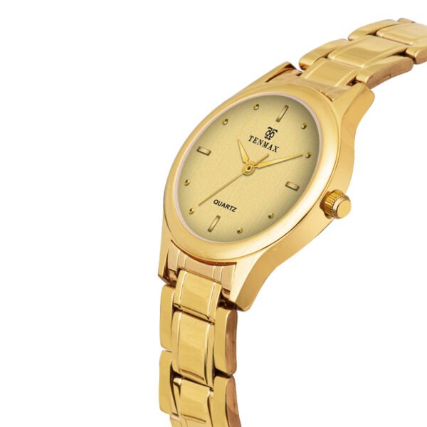 Tenmax Quartz 3056 Rich Gold Dial Analog Gold Watch For Women