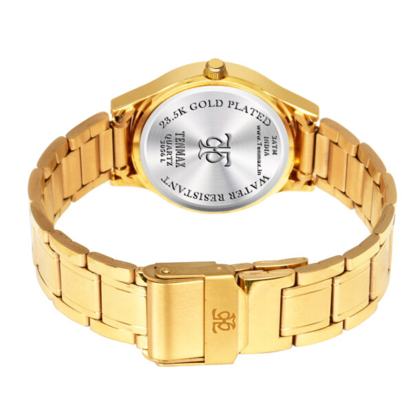 Tenmax Quartz 3056 Pure White Dial Analog Gold Watch For Women