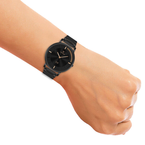 Tenmax Slim 6119 Classic Black Dial Round All Black 304 Steel Analog Watch for Men