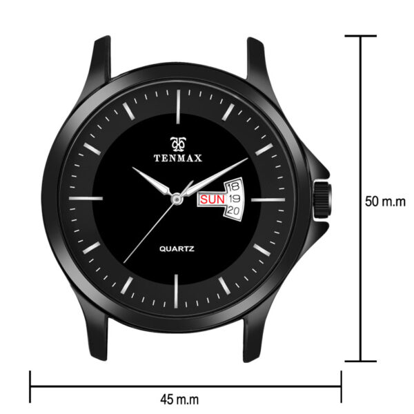 Tenmax Phantom Quartz 1166 Day Date Black Dial Black Metal Analog Watch For Men