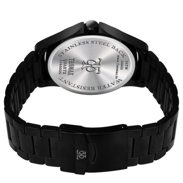 Tenmax Phantom Quartz 1166 Day Date Black Dial Black Metal Analog Watch For Men