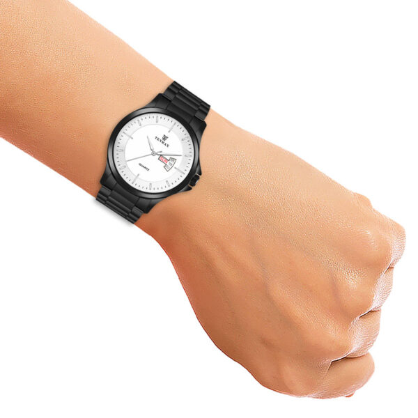 Tenmax Phantom Quartz 1166 Day Date White Dial Black Metal Analog Watch For Men