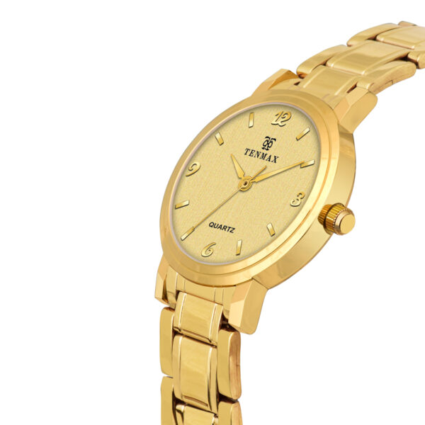 Tenmax Quartz 3016 Rich Gold Dial Analog Gold Watch For Women