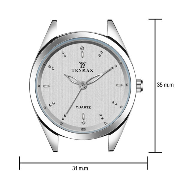 Tenmax Quartz 3054 Classic Silver Dial Analog Steel Watch For Women