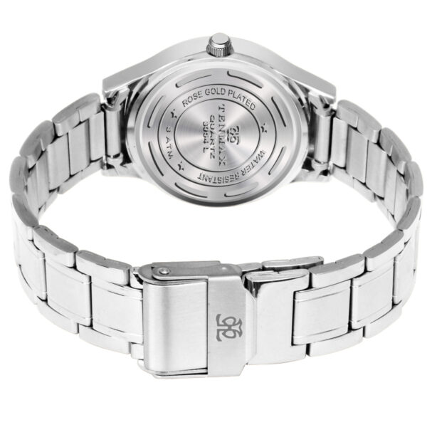 Tenmax Quartz 3054 Elegant Black Dial Analog Steel Watch For Women