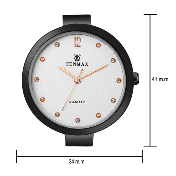Tenmax Quartz 6122 Polar White Dial Blacky Analog Watch For Women