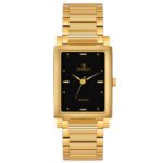 Tenmax Quartz 549 Black Dial Plain Gold Analog Watch For Men
