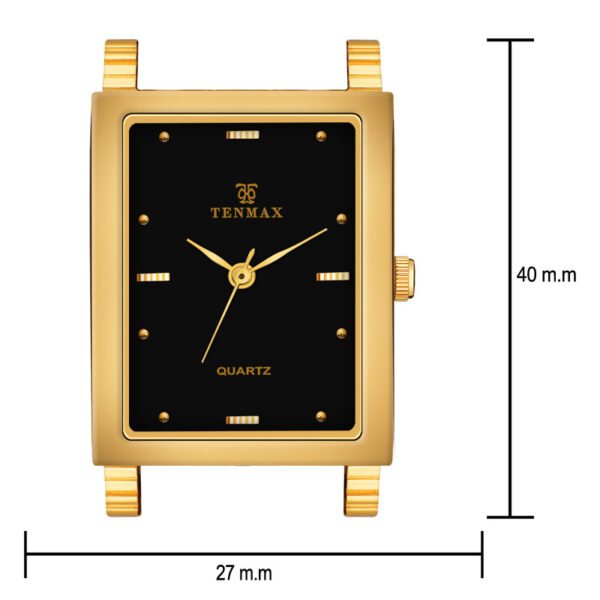 Tenmax Quartz 549 Black Dial Plain Gold Analog Watch For Men