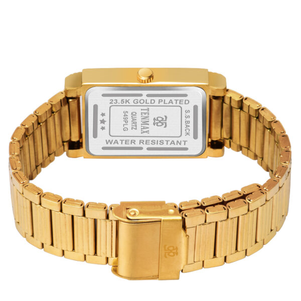Tenmax Quartz 549 Black Dial Plain Gold Analog Watch For Men
