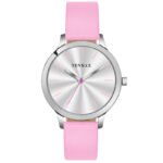 Tenmax Quartz 2199 Silver Dial Light Pink Leather Analog Steel Watch For Girls