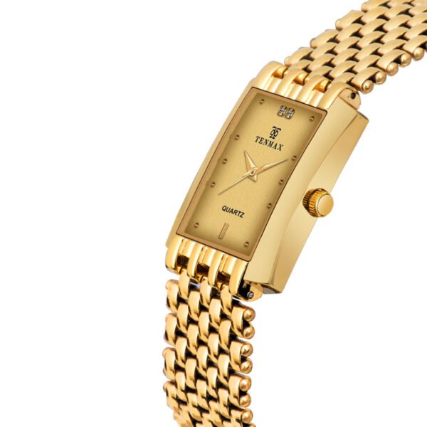 Tenmax Quartz 530 Gold Dial Plain Gold Analog Watch For Men